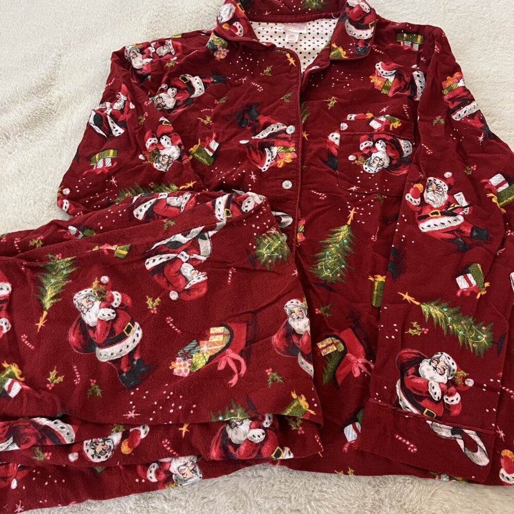 Flannel Christmas Santa Pajamas-similar to Nick and Nora